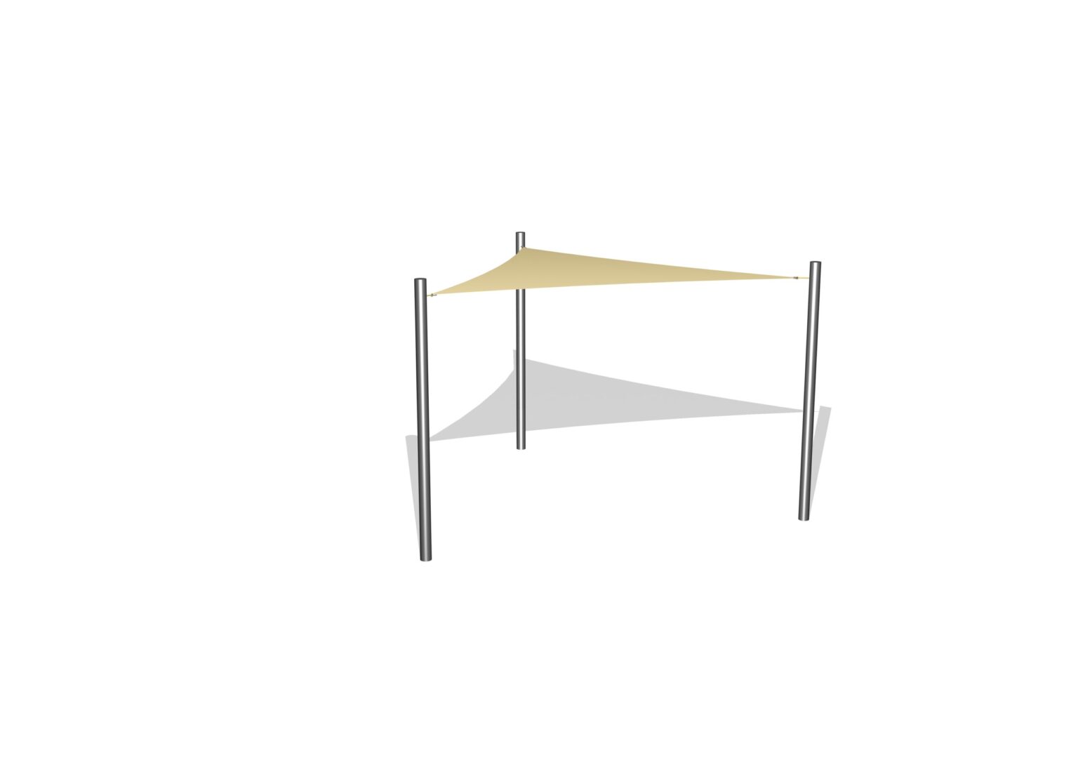 1 stk. Shade sail 3 x 3 x 3 m incl. posts in stainless steel / mounting